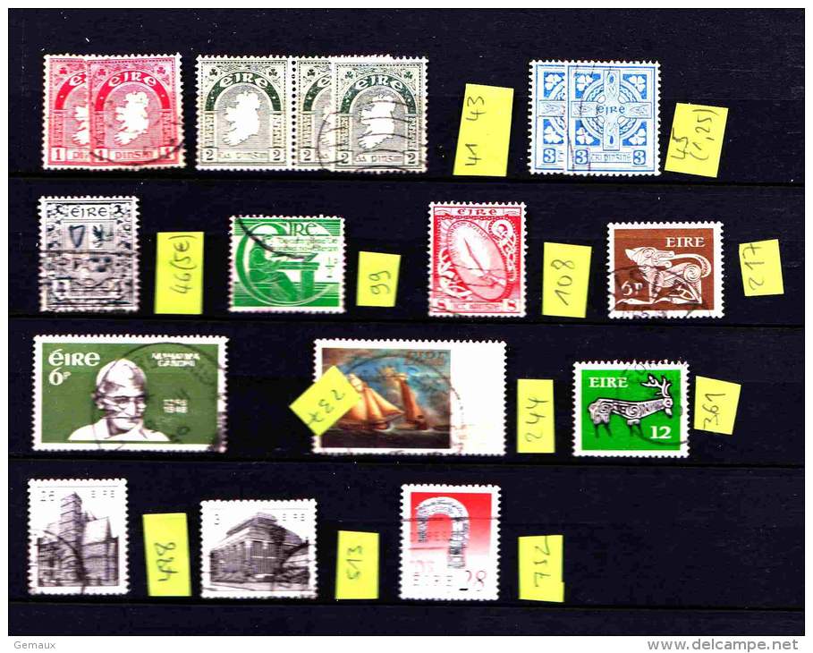 Irlande 1 Page De Timbres Oblitérés (avec N° Yvert Jusqu'en 2001)    A VOIR - Collections, Lots & Series