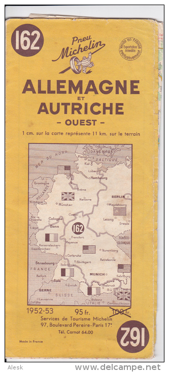 MICHELIN N° 162  - Allemagne Autriche Ouest - Année 1952 - Wegenkaarten