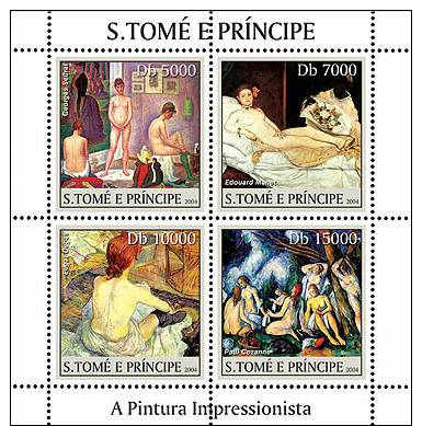 St4321 S.Tome Principe 2004 Paintings Tableux Impressionnistes S/s Michel:2691-2694 - Impressionisme