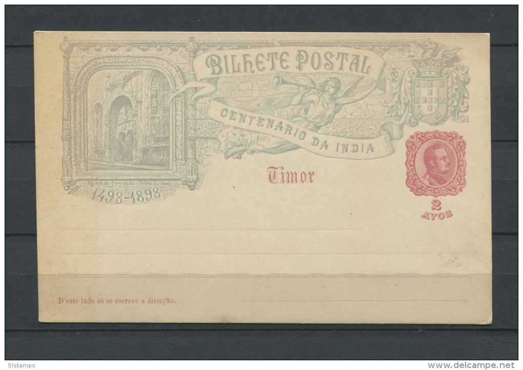 Timor 1898 Nice Mint Portugal Colony Picture PSC Postcard, India Memorial - Interi Postali