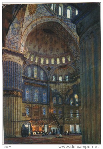 Turquie, Turkey CP Vue Interieur De La Mosque Bleue. Interior Of The Blue Mosque - Turchia