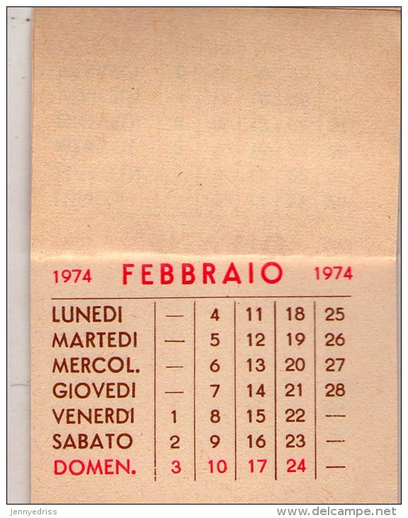 Calendarietto  1974 - Petit Format : 1971-80
