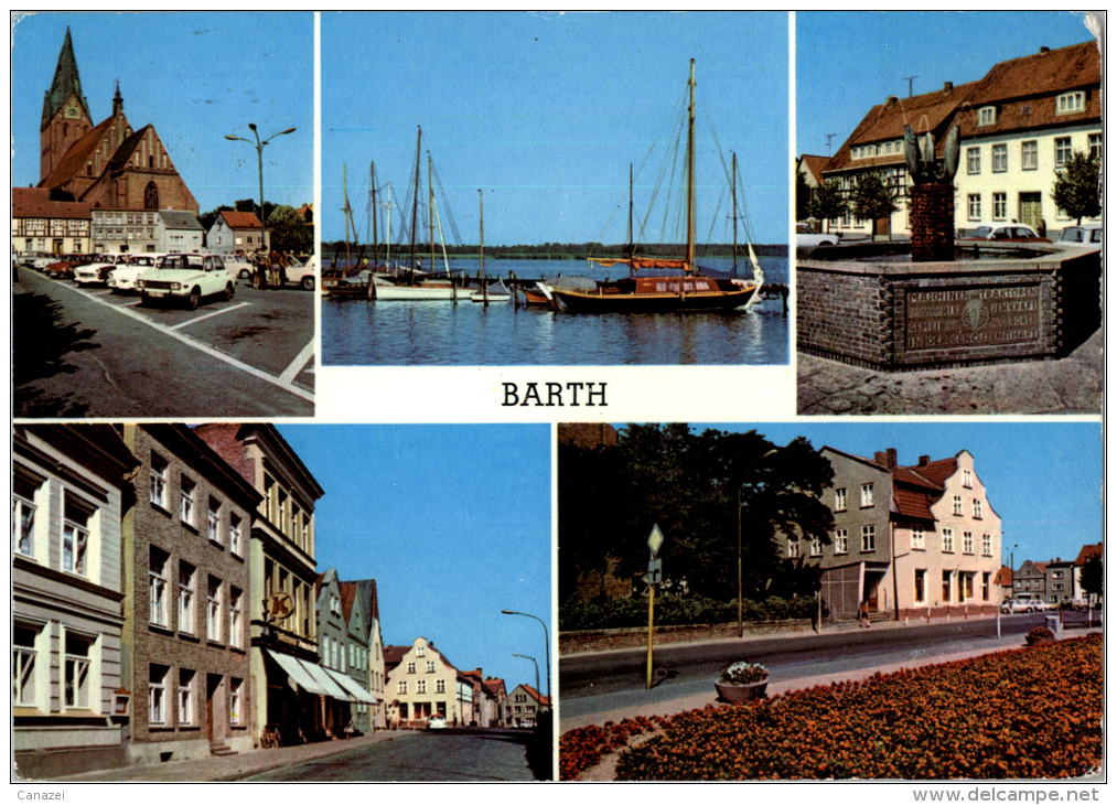 AK Barth, Markt, Mole, Thälmannstraße, Gel, 1976 - Barth