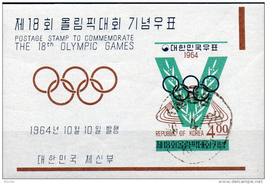 Stadion Olympiade Tokio 1964 Korea Block 194 O 6€ Leichtathletik Foglietto Sport M/s Bloc Olympic Sheet Bf South Corea - Korea, South