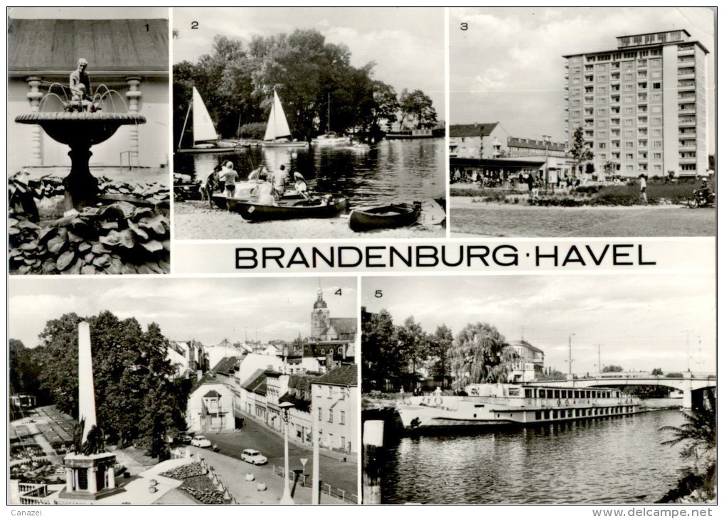 AK Brandenburg, Fritze Bollmann, Hochhaus Brielower Straße, Ehrenmal, Gel, 1978 - Brandenburg