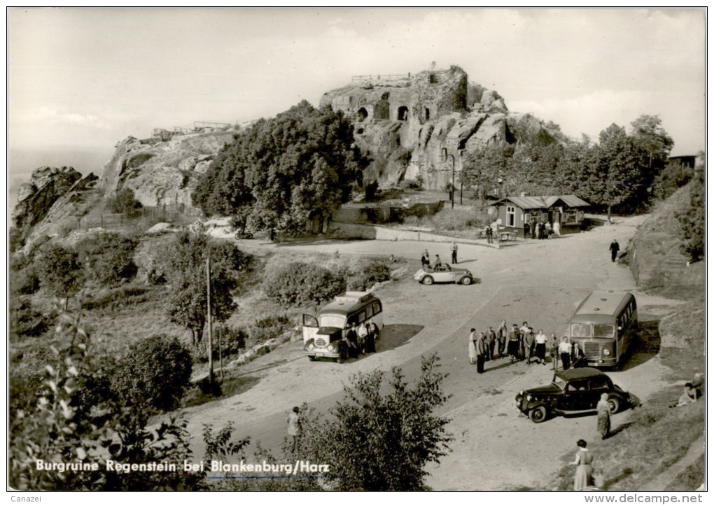 AK Blankenburg, Burgruine Regenstein, Gel, 1970 (Menschen,Bus) - Blankenburg