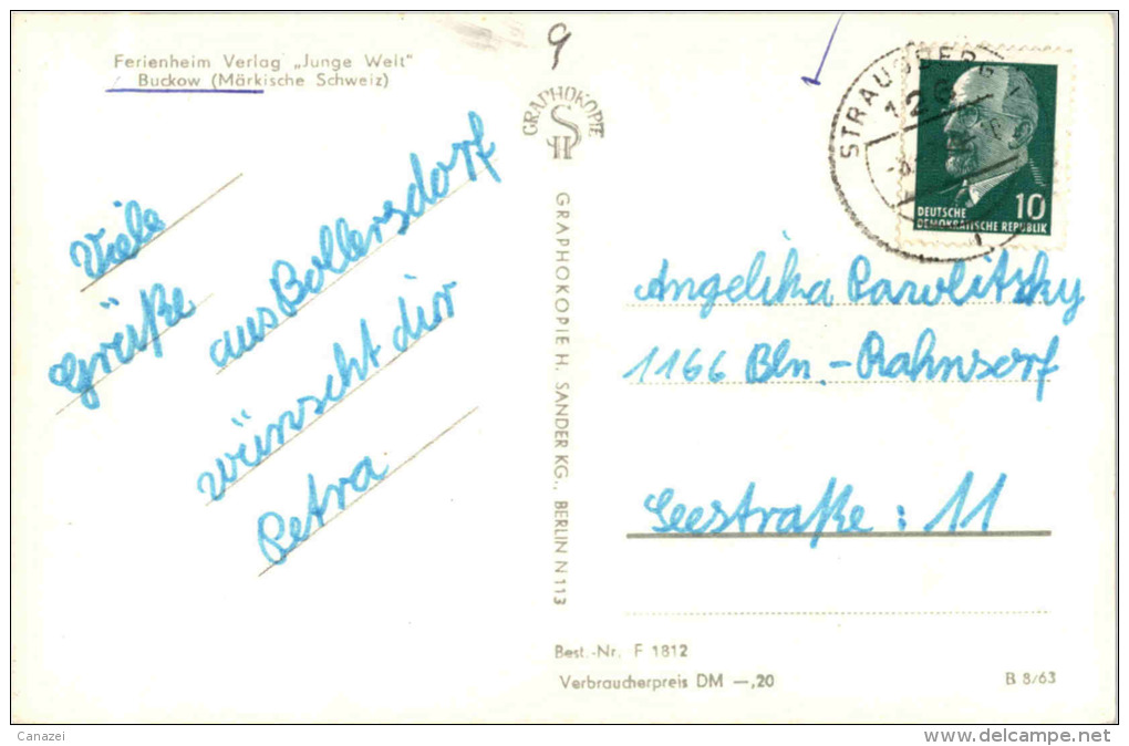 AK Buckow, Ferienheim Verlag Junge Welt, Tretboot, Gel, 1963 - Buckow