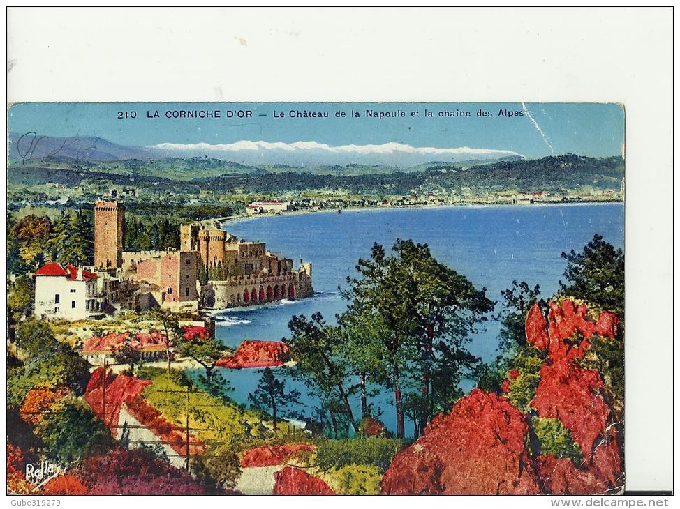 MONACO 1938 - POSTCARD LA CORNICHE D´OR . CHATEAU DE LA NAPOULE ET CHAINE DES ALPES ADDR TO ARGENTINA W 2 STS OF 50 C PO - Palacio Del Príncipe