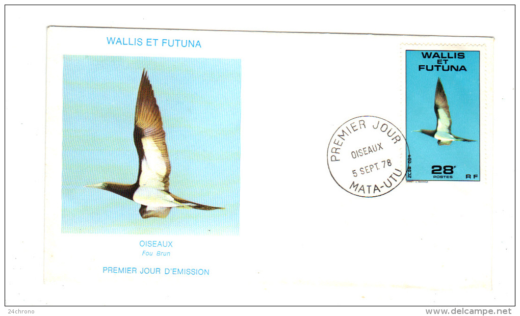 Premier Jour D´ Emission, FDC: Wallis Et Futuna, Mata Utu, Oiseau Fou Brun, 05 Septembre 1978 (13-3058) - FDC