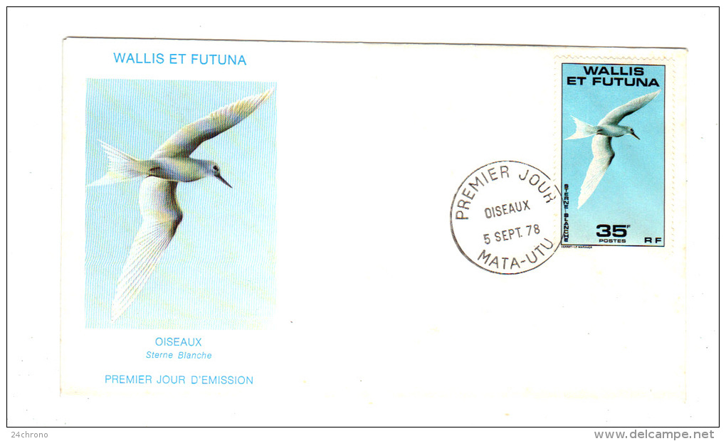 Premier Jour D´ Emission, FDC: Wallis Et Futuna, Mata Utu, Oiseau Sterne Blanche, 05 Septembre 1978 (13-3059) - FDC