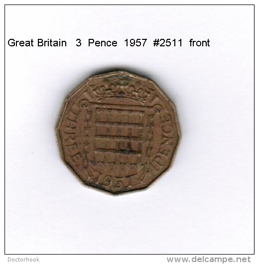 GREAT BRITAIN    3  PENCE  1957  (KM # 900) - F. 3 Pence