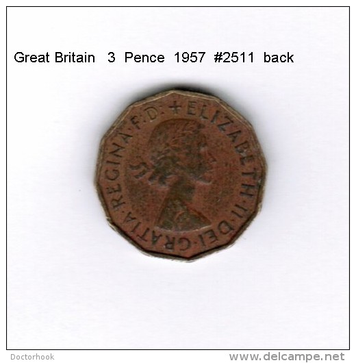 GREAT BRITAIN    3  PENCE  1957  (KM # 900) - F. 3 Pence