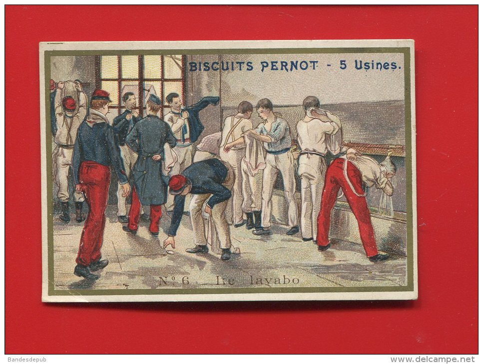 DIJON PERNOT BISCUITS SENORITA CHROMO DIDACTIQUE  VIE SOLDAT MILITAIRE LAVABO TOILETTE PROPRETE SAVON ROBINET - Pernot