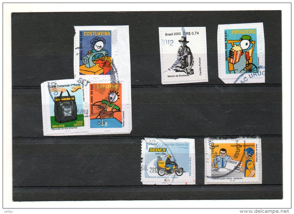 BRESIL   7 Timbres    Année 2001 à 2009  ( Sur Fragment Oblitérés) - Oblitérés