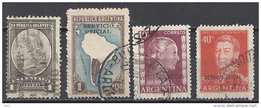 Argentinien Dienstpost Gestempelt Servicio Oficial 25, 46, 68, 79, 378 Scott # O95 U01 / 40c San Martin "Overprinted" - Oficiales