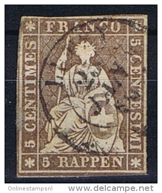 Switserland/Schweiz:  1854 Yv 26 C Paper Moyen, Vert, - Usati