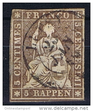 Switserland/Schweiz:  1854 Yv 26 C Paper Moyen, Vert, - Gebraucht