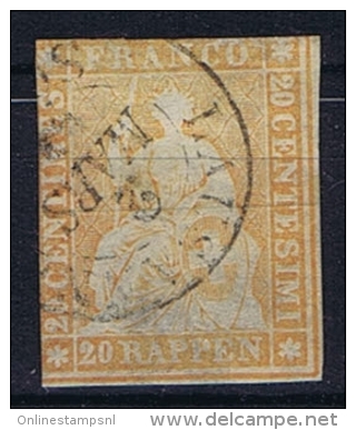 Switserland/Schweiz:  1854 Yv 29 B    Paper Mince  Vert Used - Usati