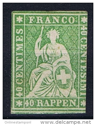 Switserland/Schweiz:  1864 Yv 30 B    Paper Moyen (11 Micron)  Vert , Not Used (*) - Unused Stamps