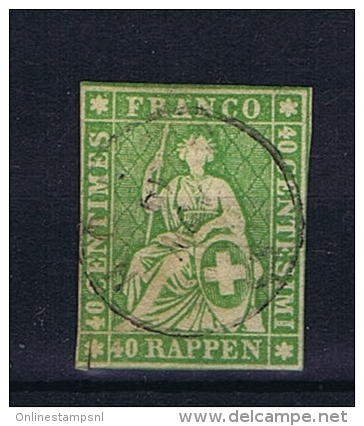 Switserland/Schweiz:  1864 Yv 30     Paper Epais   Vert , Used - Gebruikt