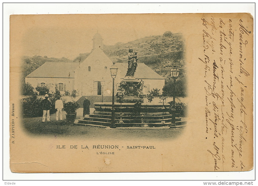 St Paul Eglise Zampierro 1902 Vers Argentine Cachet Paquebot Defaut - Saint Paul