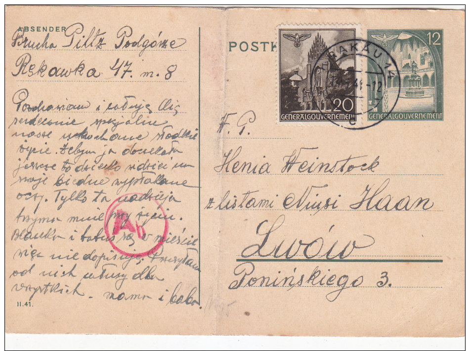 Card - GENERAGOUVERNEMENT - Occupation 1938-45