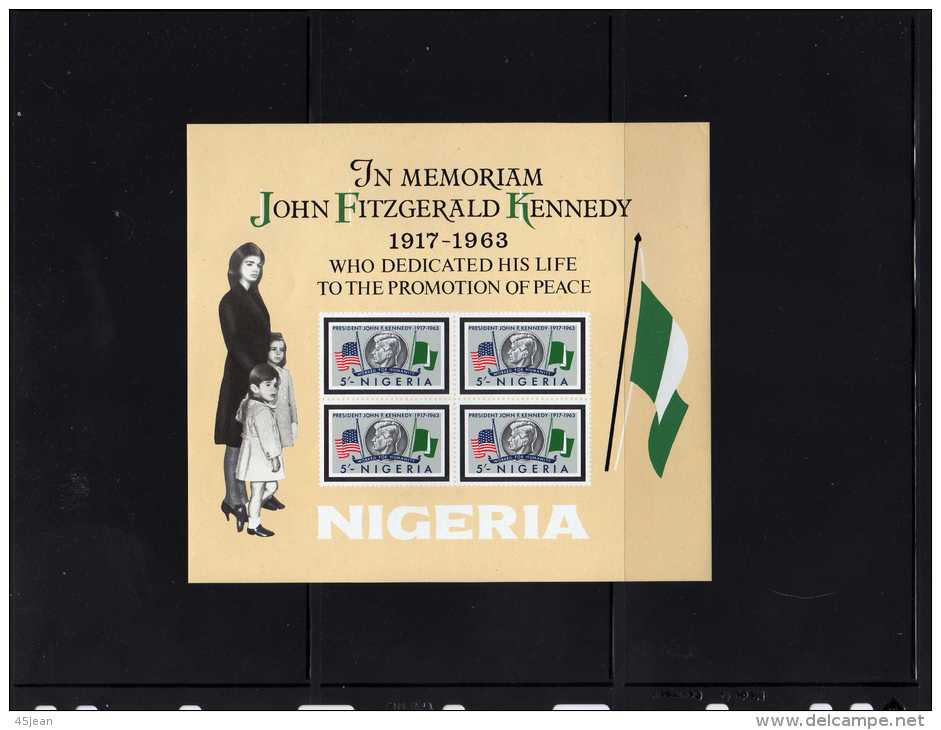 Nigéria: 1964 Bloc Feuillet  N°3 MNH** Anniversaire De La Mort Du Président John F . Kennedy - Kennedy (John F.)