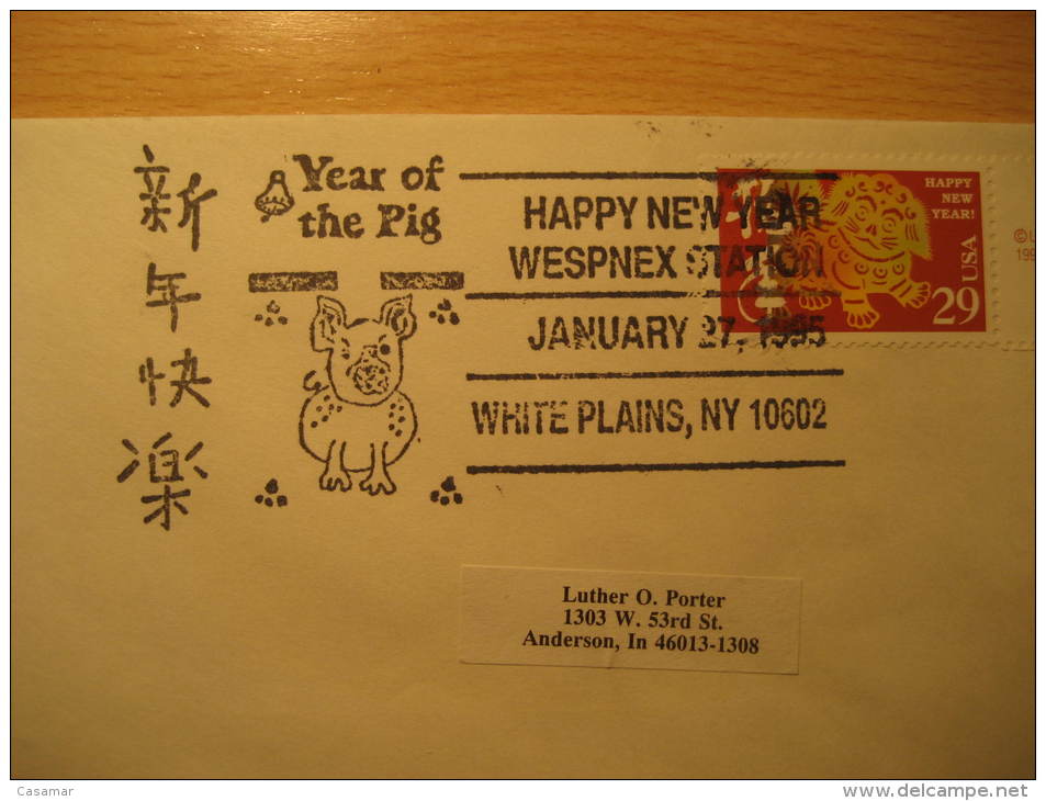 White Plains 1995 China Chine Pig Pigs Agriculture Food Gastronomy USA Cancel Cover - Farm