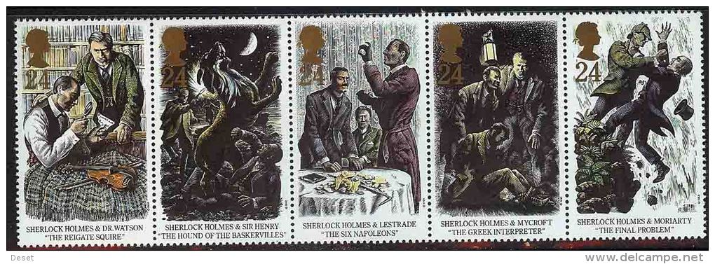 Great Britain 1993 Sherlock Holmes Strip Of 5 MiNr 1468-1472 MNH - Unused Stamps