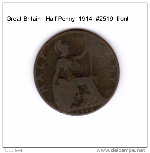 GREAT BRITAIN    1/2  PENNY  1914  (KM # 809) - C. 1/2 Penny