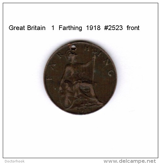 GREAT BRITAIN    1  FARTHING  1918  (KM # 808.1) - B. 1 Farthing