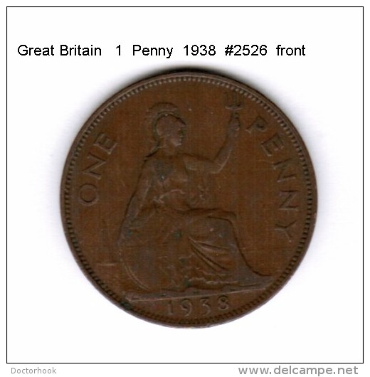 GREAT BRITAIN    1  PENNY  1938  (KM # 845) - D. 1 Penny