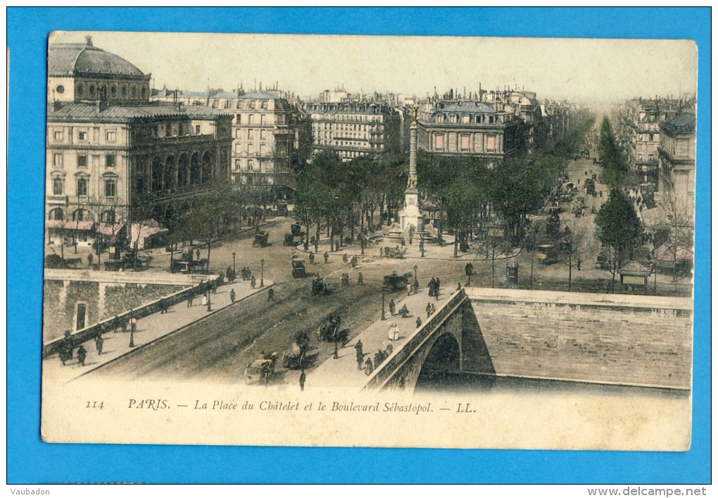 CP, 75, PARIS, La Place Du Châtelet Et Le Boulevard Sébastopol, Dos Simple, Vierge - Other Monuments