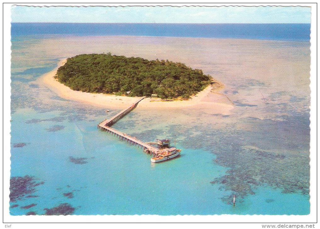 Green Island, N.Q. Australia : Aerial View Showing Surrounding Reefs, Great Barrier Reef; Ship / Bateau, Années 60, TB - Great Barrier Reef