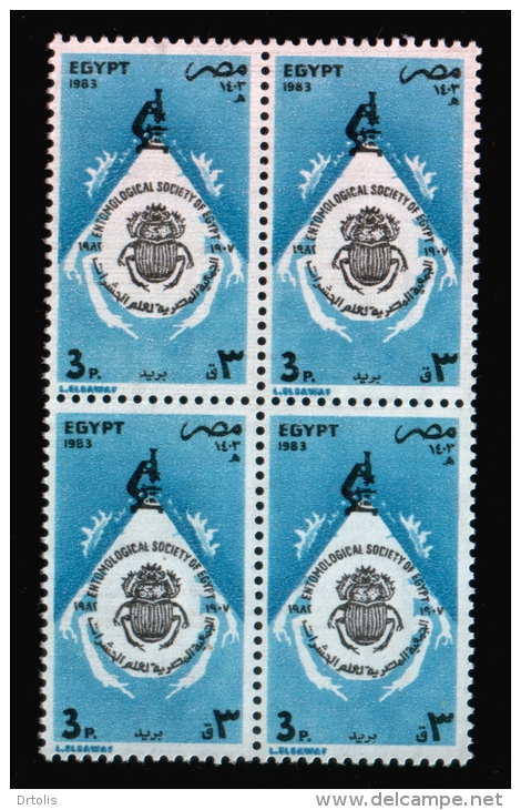 EGYPT / 1983 / ENTOMOLOGY / EGYPTIAN ENTOMOLOGICAL SOCIETY / HOLY SCARAB / MICROSCOPE / MNH / VF - Unused Stamps