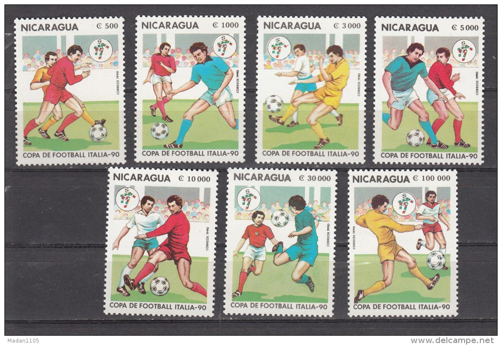 NICARAGUA, 1990, Football, ( Soccer ), Italia, World Cup,, Set 7 V, MNH, (**) - 1990 – Italien