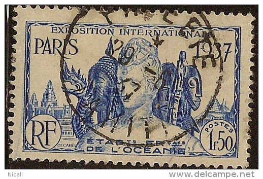 OCEANIC SETTLEMENTS 1937 1f50 Exhib SG 126 U YZ334 - Postage Due