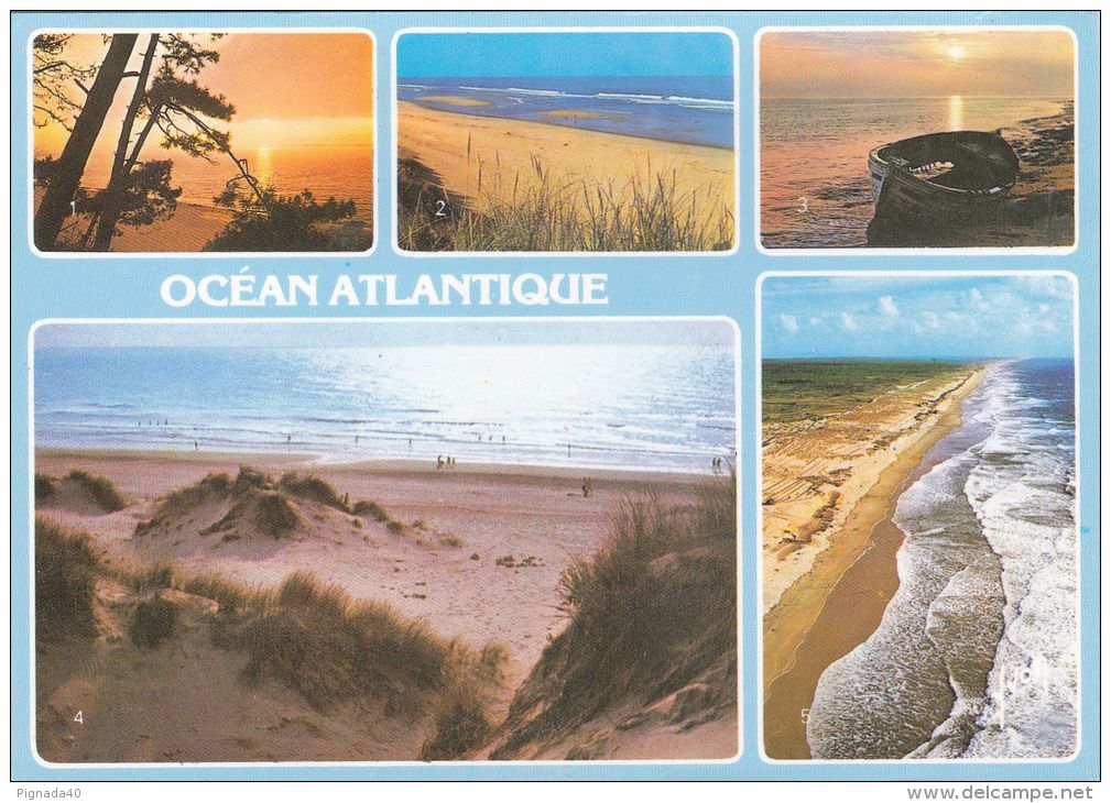 Cp , RÉGIONS , AQUITAINE , Océan Atlantique , Vu Du Ciel , Multi-Vues - Aquitaine