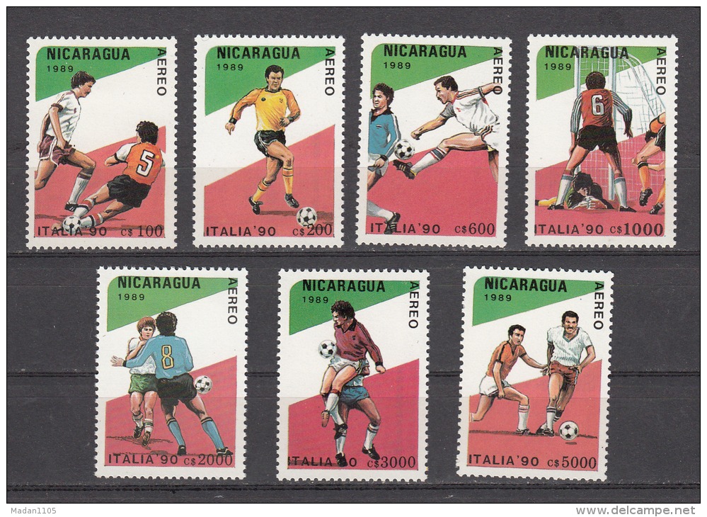 NICARAGUA,  1989,1990, World Cup Football, Soccer, Italy, Set 7 V, MNH, (**) - 1990 – Italien