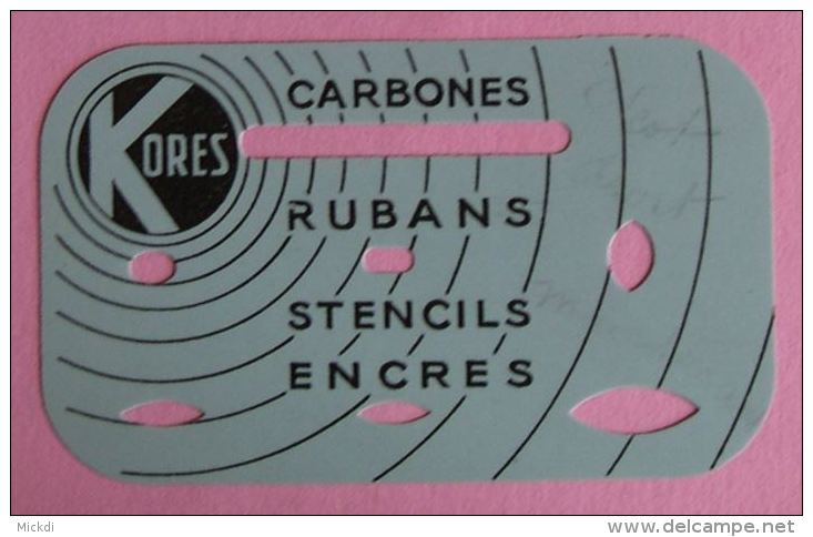 KORES CARBONES RUBANS STENCILS ENCRES - FORME PLASTIFIEE - DIMENSIONS : 8,8 Cm X 5,3 Cm - Other & Unclassified