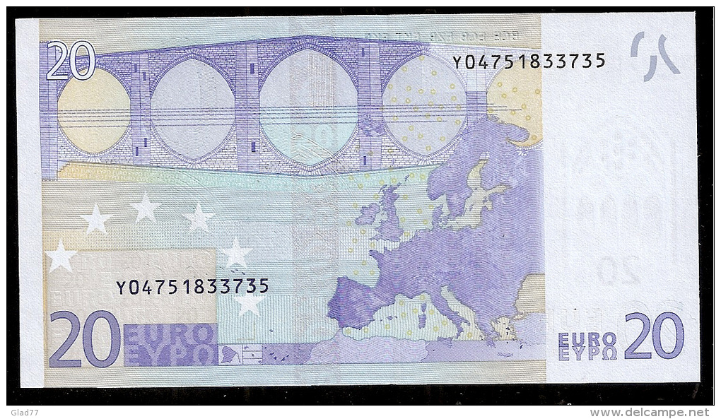 Greece  "Y"  20  EURO GEM UNC! Draghi Signature!!  "Y"   Printer  N007D2 - 20 Euro