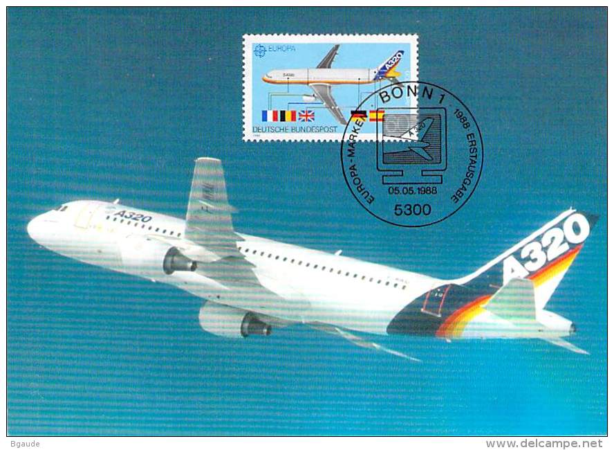 ALLEMAGNE BUND CARTE MAXIMUM  EUROPA CEPT NUM. YVERT 1199  AVION AIRBUS A320 - Other & Unclassified