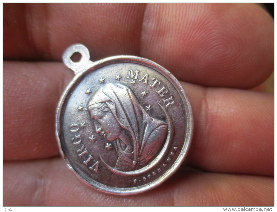 MEDAILLE RELIGIEUSE // VIRGO MATER I //PIVS IX  PON. MAX AN XVII METAL ARGENT VOIR PHOTOS - Godsdienst & Esoterisme