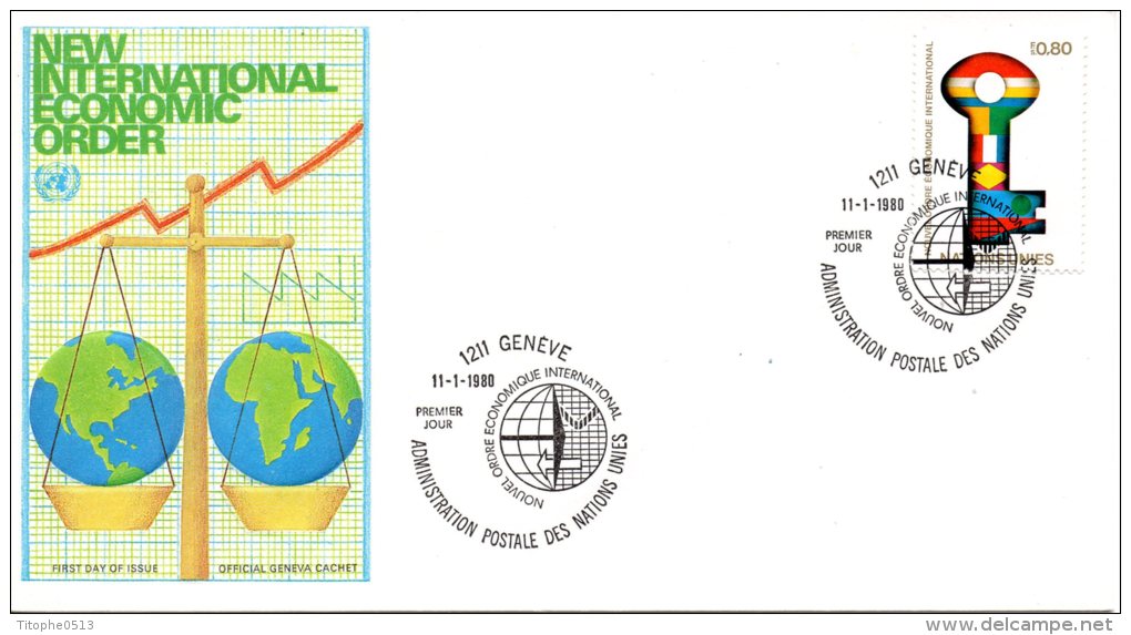 ONU GENEVE. N°88 Sur Enveloppe 1er Jour (FDC)  De 1980. Nouvel Ordre économique Mondial. - FDC