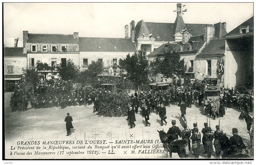 GRANDES MANOEUVRES OUEST SAINTE MAURE PRESISENT REPUBLIQUE FALLIERES 1912 - Manovre
