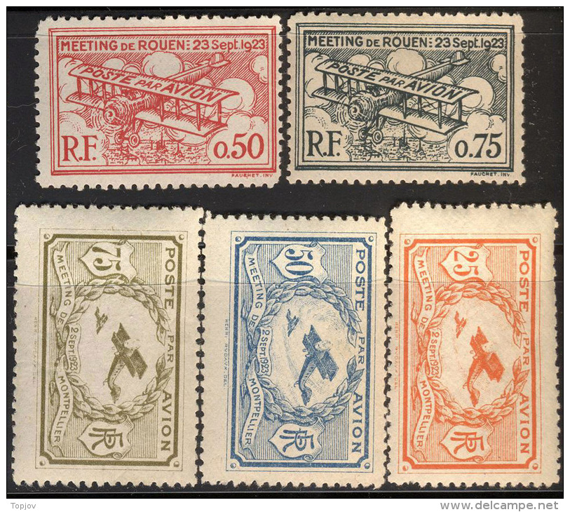 FRANCE POSTE AERIENNE - Emission Locale -  MIETING  De ROUEN + MONTPELLIER - **MNH - 1923 - Other & Unclassified