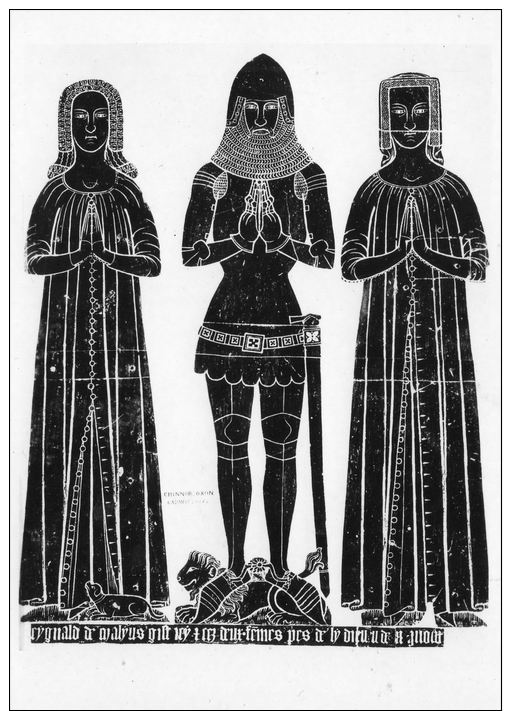 SIR REGINALD MALYNS AND WIVES , RUBBING OF SEPULCHRAL BRASS ,  UNPOSTED  POSTCARD - Antiquité