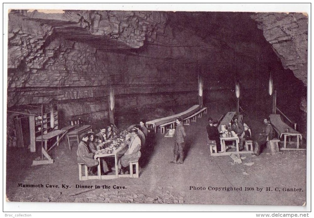 Mammoth Cave, Dinner In The Cave, The Kraemer Art Co., Photo 1908 By H. C. Ganter, Accident In Top On The Left - Mammoth Cave