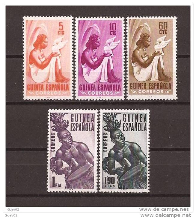 GUI325-L4022TCO. Guinea Guinee GUINEA ESPAÑOLA  TIPOS INDIGENAS 1953( Ed 325/9**) Sin Charnela LUJO - Otros & Sin Clasificación