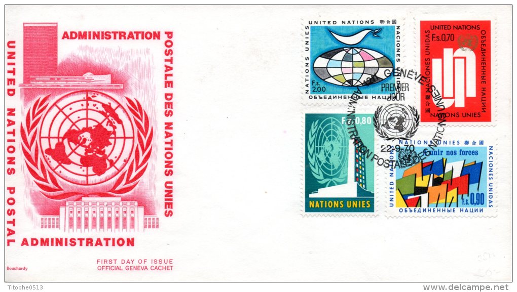 ONU GENEVE. N°7 + 9-10 & 12 Sur Enveloppe 1er Jour (FDC) De 1970. Série Courante/Drapeaux. - FDC